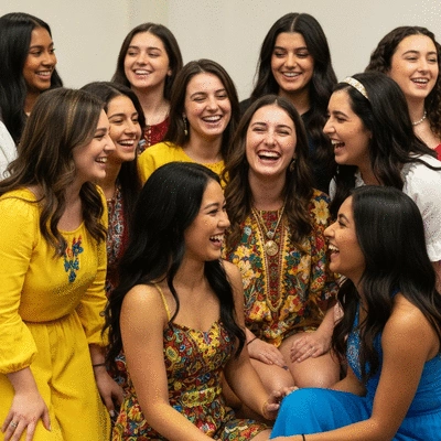 Group of diverse sorority sisters celebrating cultural diversity together