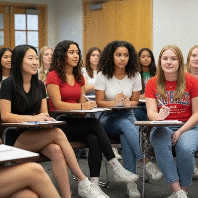 Diverse group of sorority sisters actively participating in a safety workshop on campus, looking engaged and empowered, no text, no words, no typography, clean image
