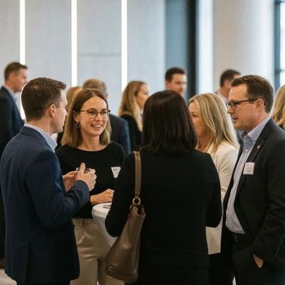 Sorority alumni networking at a professional event